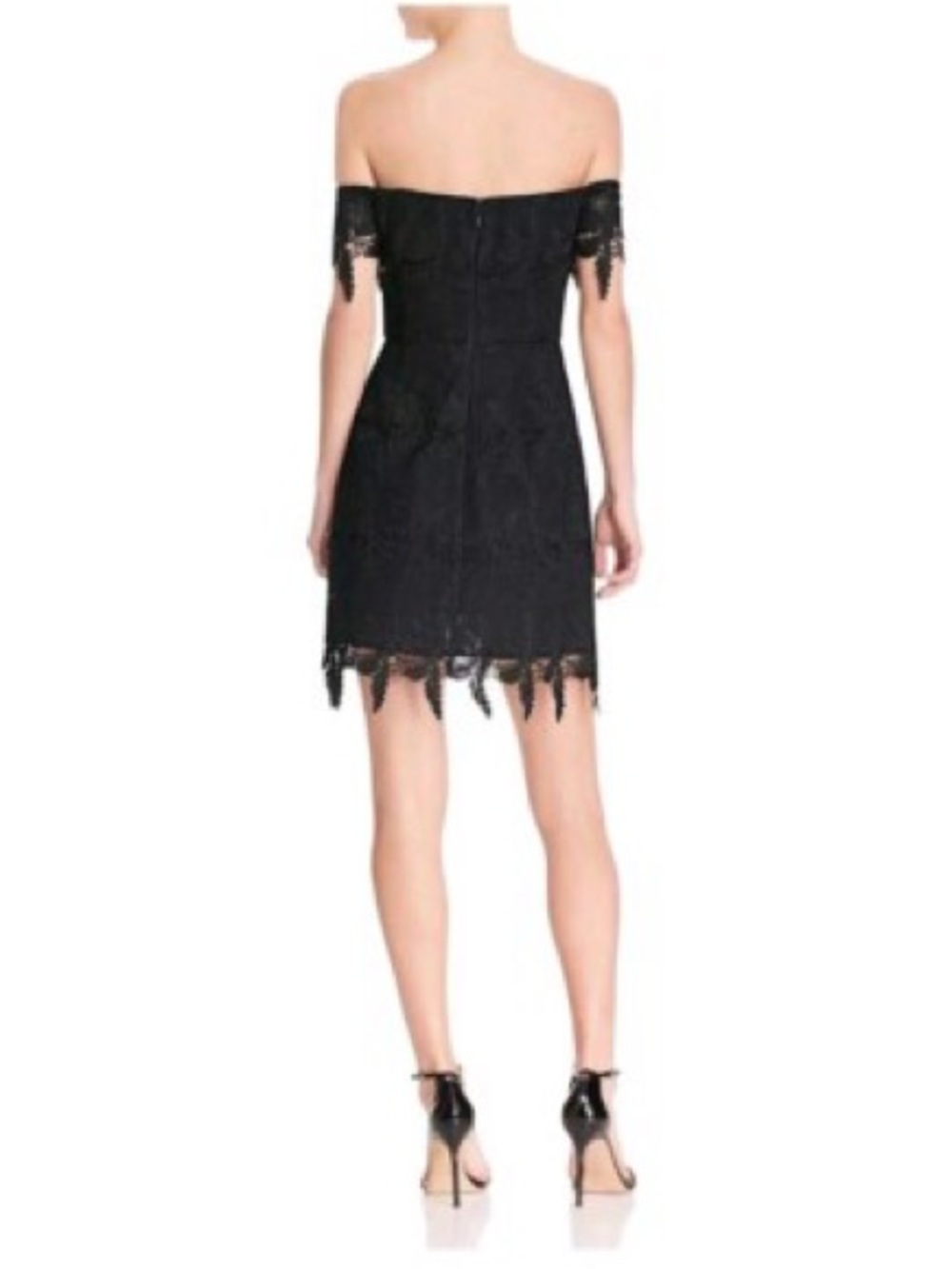 ASTR the Label Womens Black Off-The-Shoulder Lace Cocktail Dress Medium